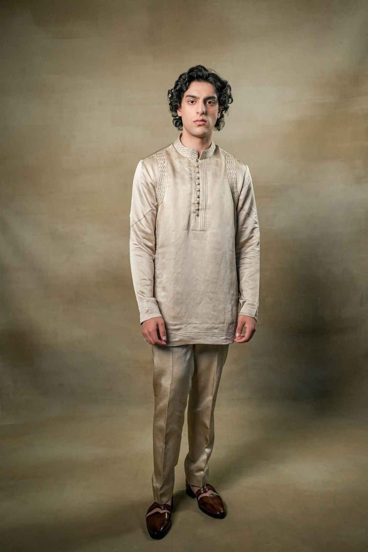 Sand Grey Short Kurta Set