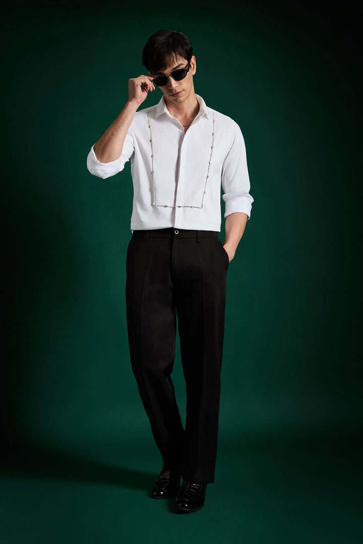 Forms- Hand Embroidered Designer Shirt - White