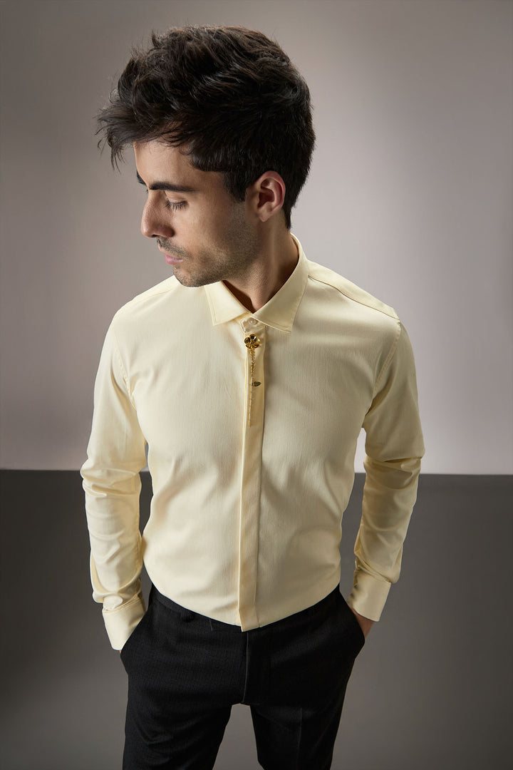 Floret - Hand Embroidered Designer Shirt - Ivory