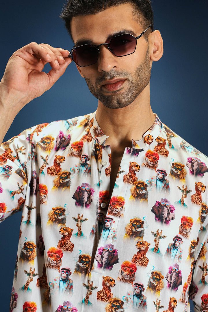 Muse print kurta - White