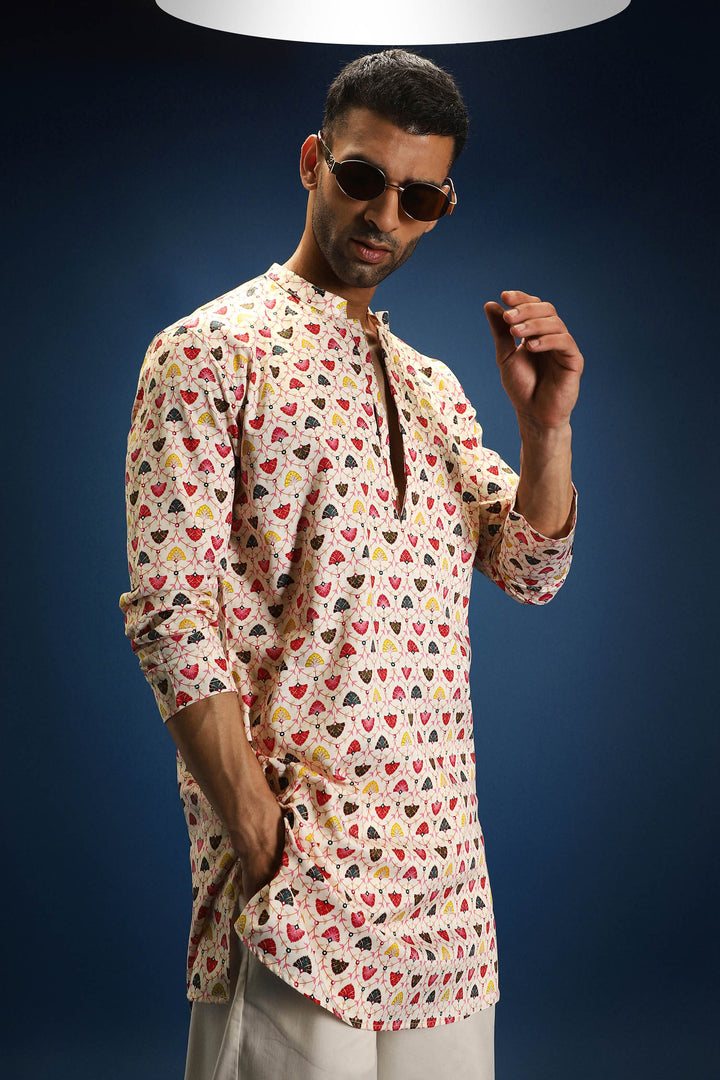 Rokoko Print Kurta - Ivory