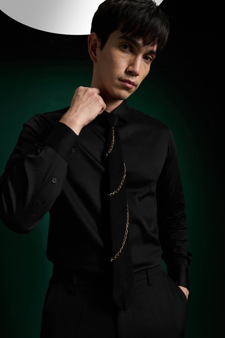 Metal Chain- Hand Embroidered Designer Tie