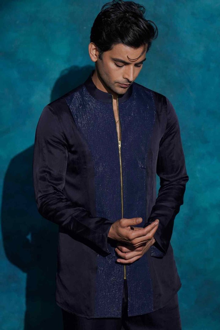 MIDNIGHT BLUE ZIPPER SHIRT SET