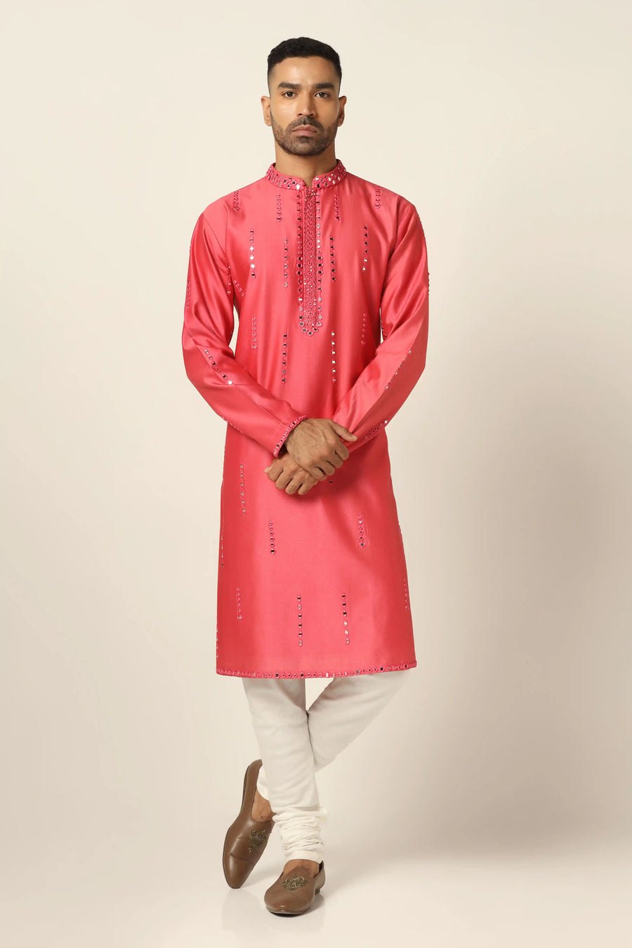 Peach Mirrorwork Kurta Pajama
