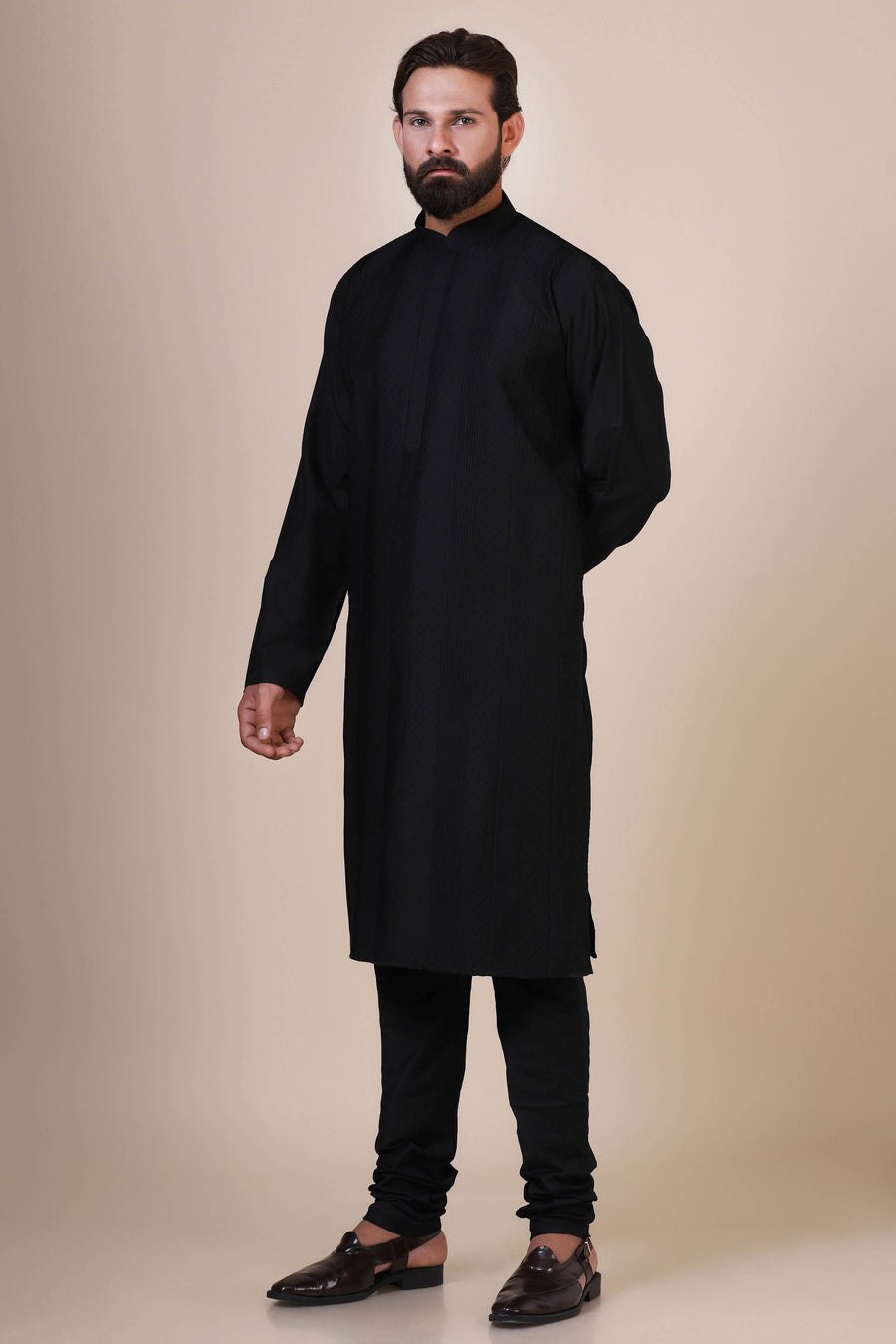 Black Pintuck Kurta Pajama