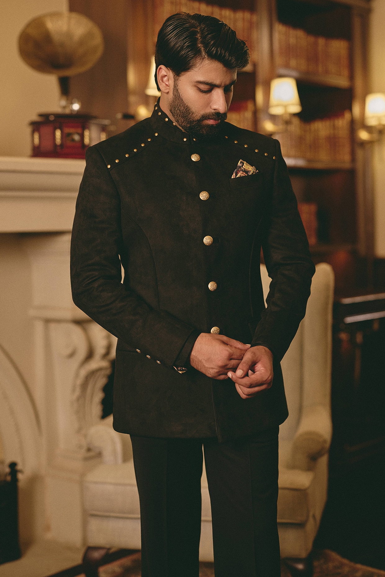 Black Suede Bandhgala